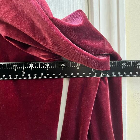 Lands End Rich Burgundy Velvet V Neck Long Sleeve Button Down Blouse Size 3X - Picture 11 of 12